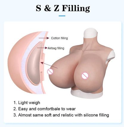 8th New Upgraded Top Quality Realistic Fake chest Tits Enhancer Silicone Breast Forms With Bloodshot Design