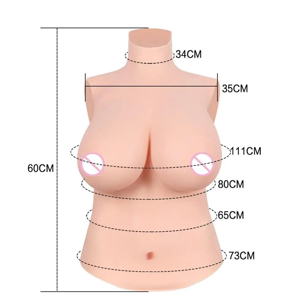 4th Half Bodysuit Realistic Silicone Breast