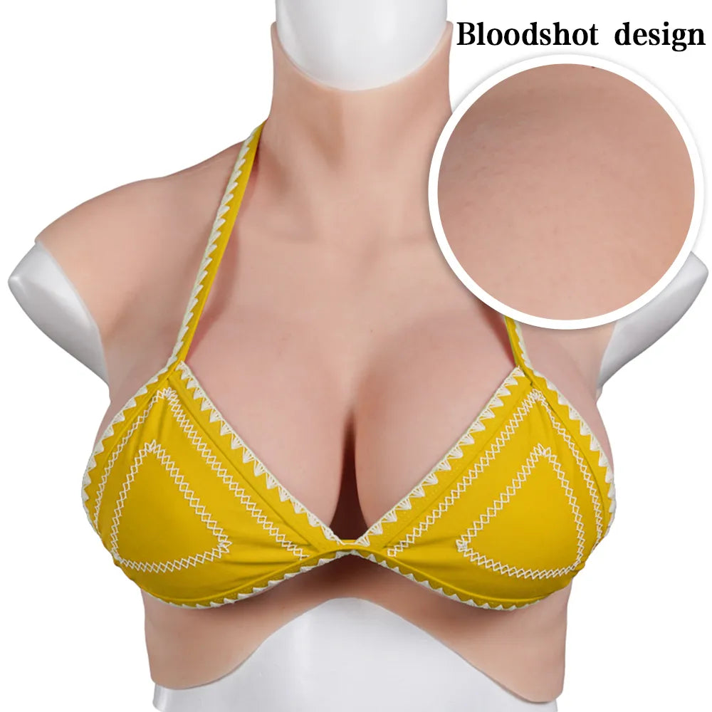 8th New Upgraded Top Quality Realistic Fake chest Tits Enhancer Silicone Breast Forms With Bloodshot Design