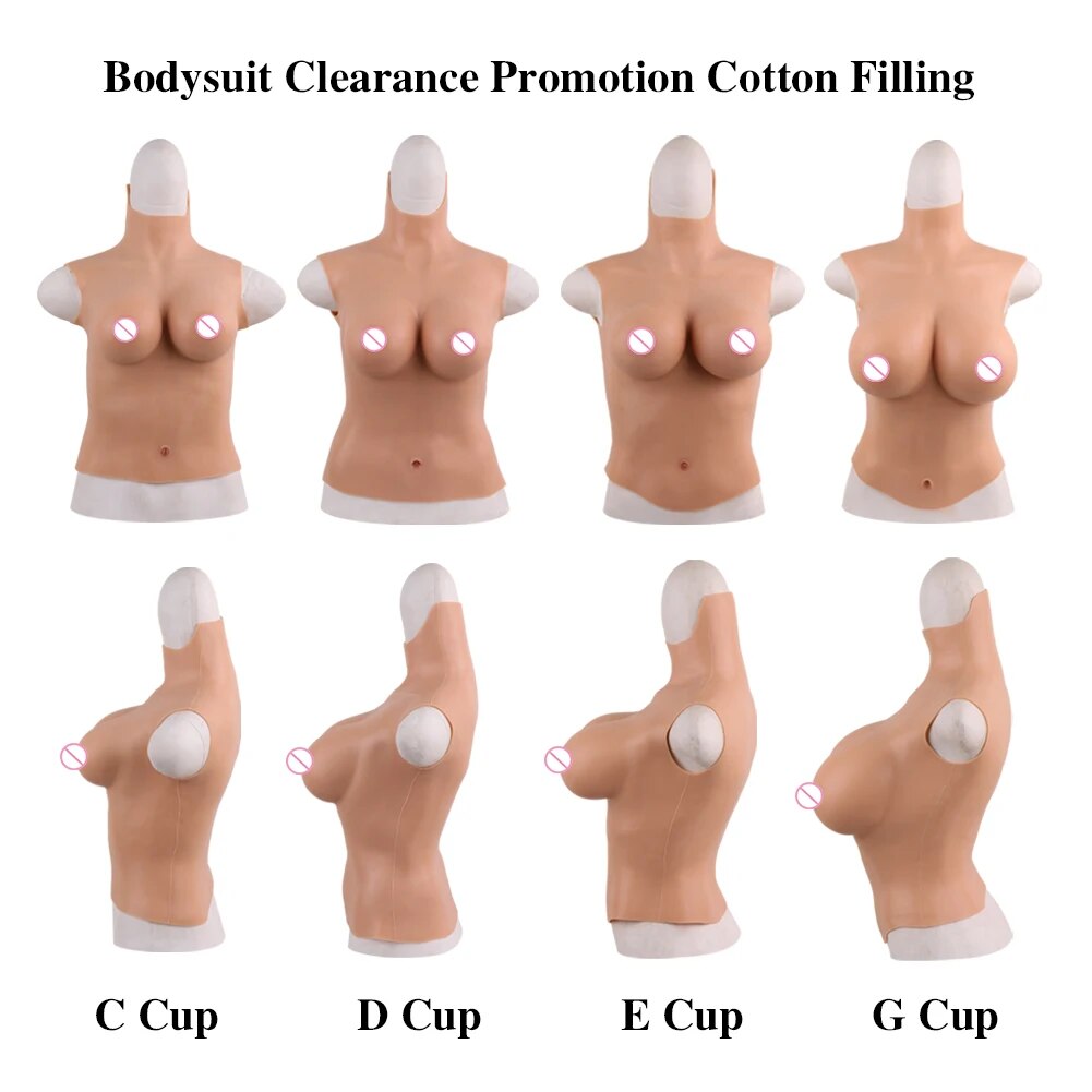 4th Half Bodysuit Realistic Silicone Breast