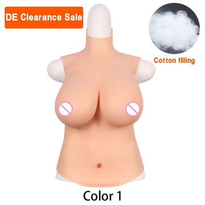 4th Half Bodysuit Realistic Silicone Breast